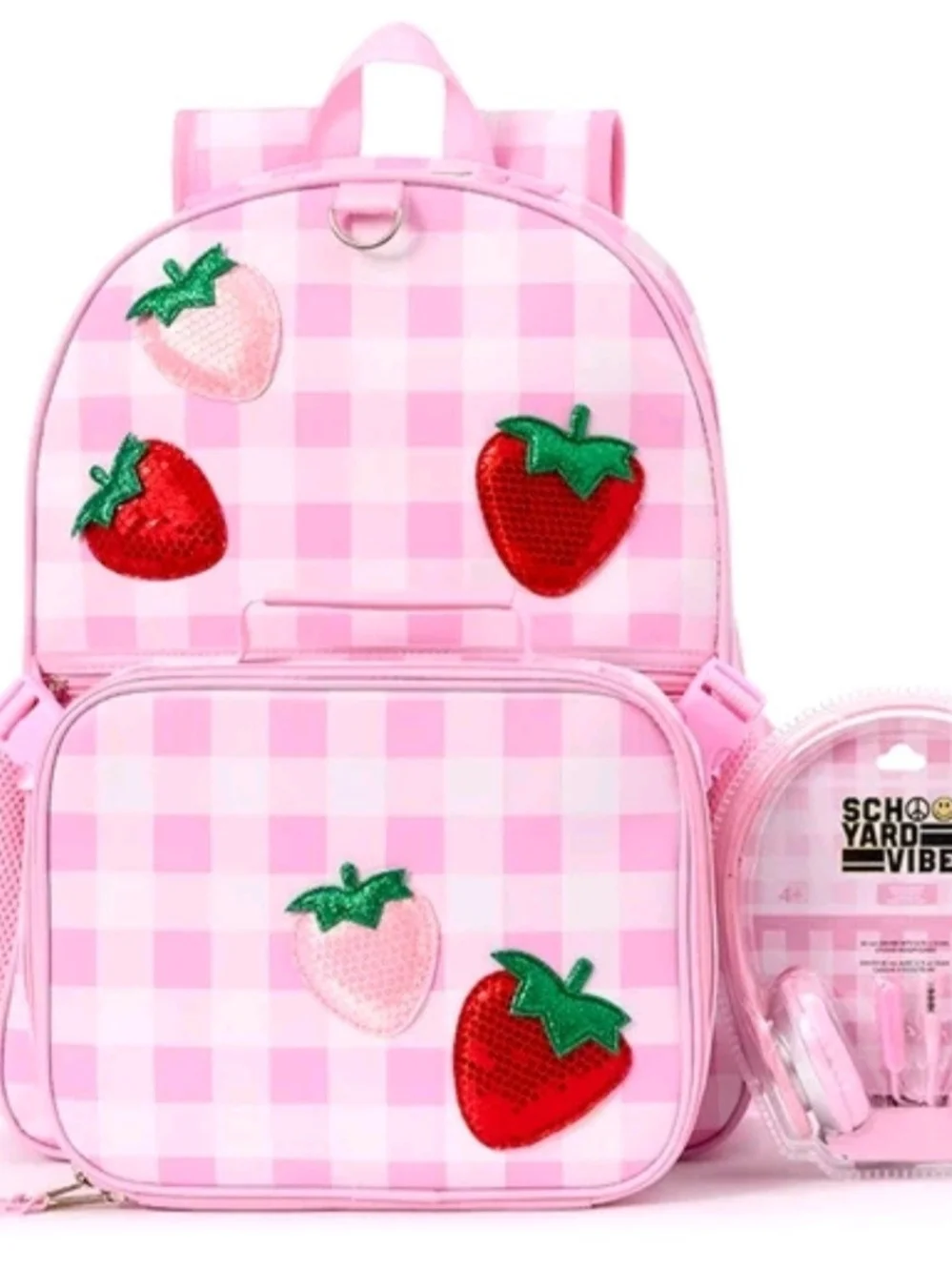 Pink Strawberry Patch Kids Backpack - Unbranded
